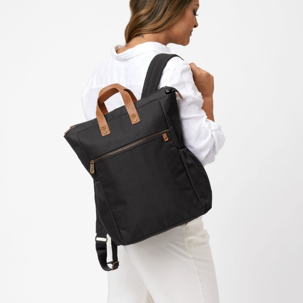 Thirty-One Black Backpack with Tan Accents